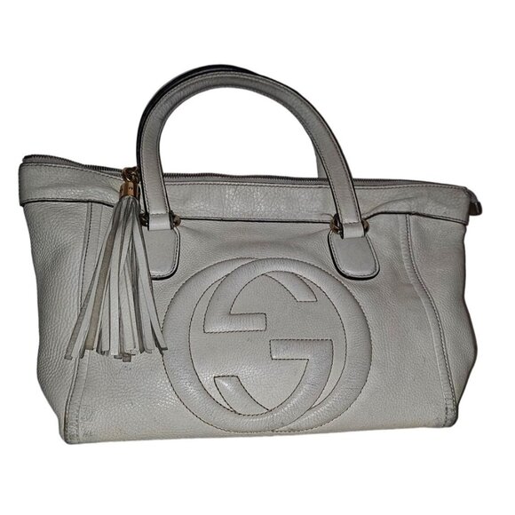 Gucci Soho Ivory Leather Satchel with XL Tassel and Strap - Picture 1 of 16